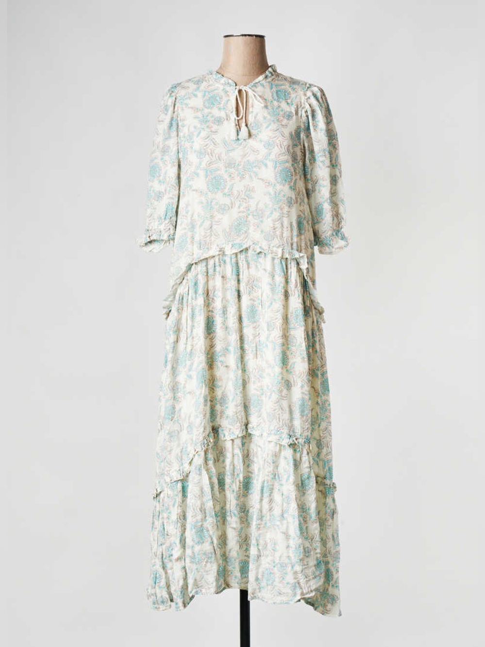 Anthropology Boho Floral Cotton Modal Tiered Maxi Dress Oversized S/M